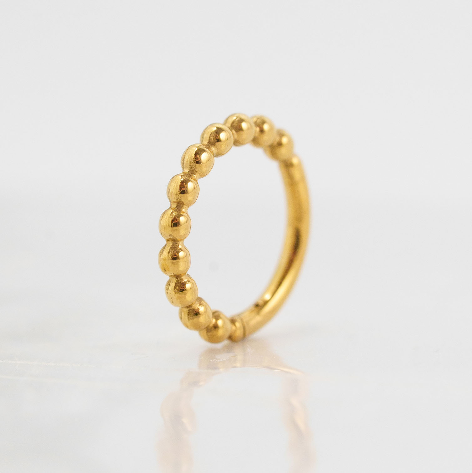 Stella – Beaded Gold Hoop – 14K Gelbgold TWINS Jewelry Hamburg